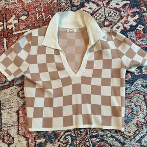 Checkered Knit Polo Shirt